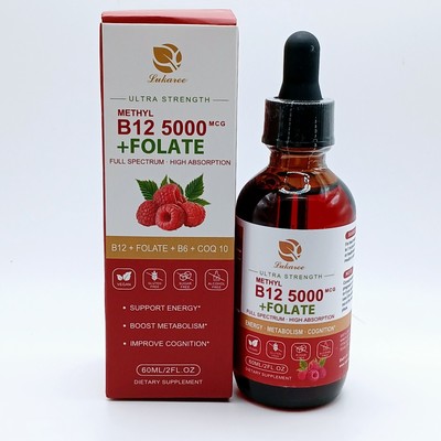 Vitamin B12 Sublingual Drops Energy, Focus, Mood & Immune Support Vegan 5000 mcg