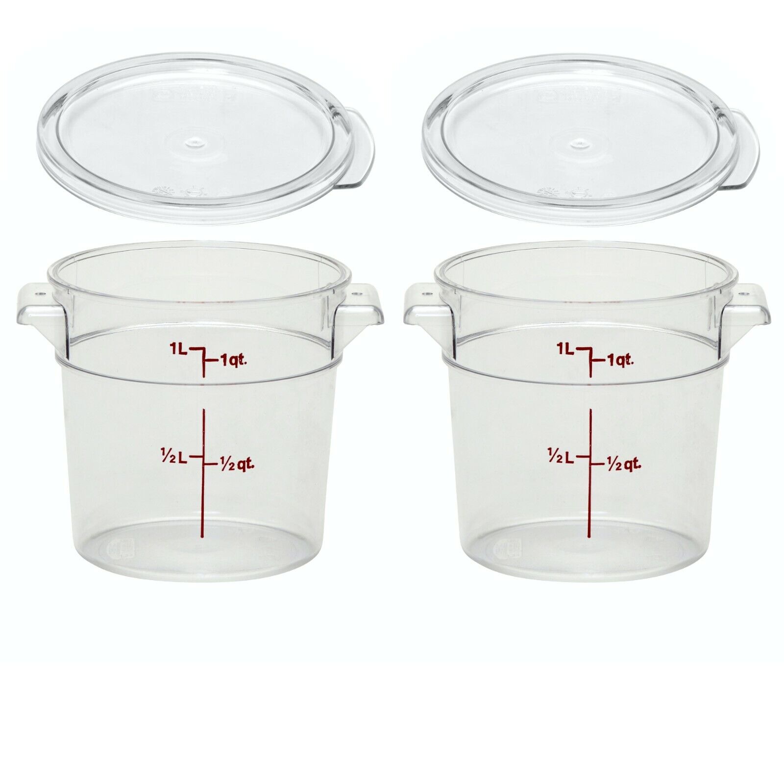 Cambro 1 Qt Camwear Clear Round Food Storage Container, Set 