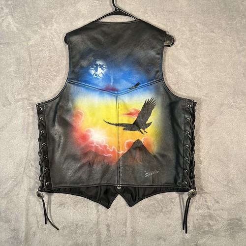 Sturgis Leather Men's Motorcycle Vest Airbrushed Native