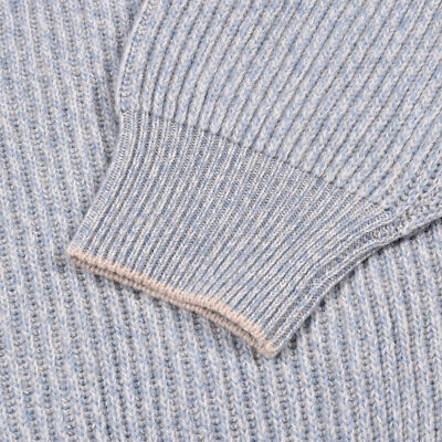 Pre-owned Brunello Cucinelli Men's Crew Neck Cashmere Blend Knit Sweater In Blue