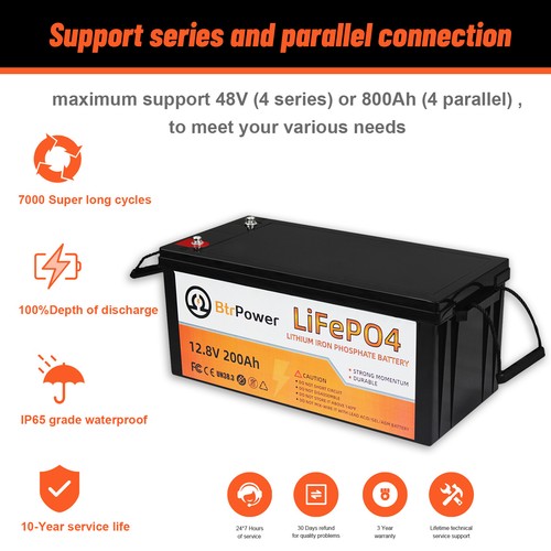 Btr 12V 50Ah 100Ah 140Ah Lifepo4 Deep Cycle Battery for RV Marine Solar System