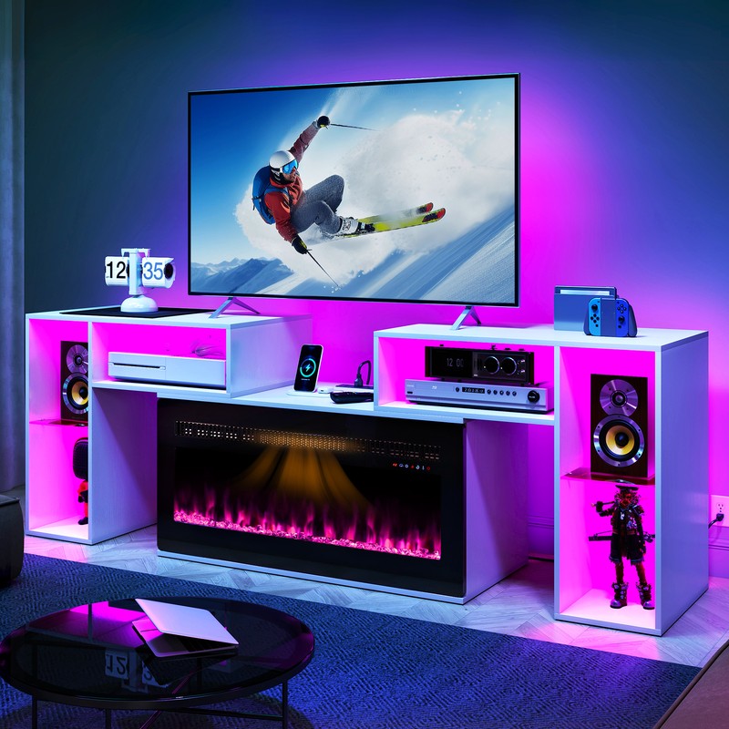 For 80 In Tv With 42" Fireplace Entertainment Center Cabinet