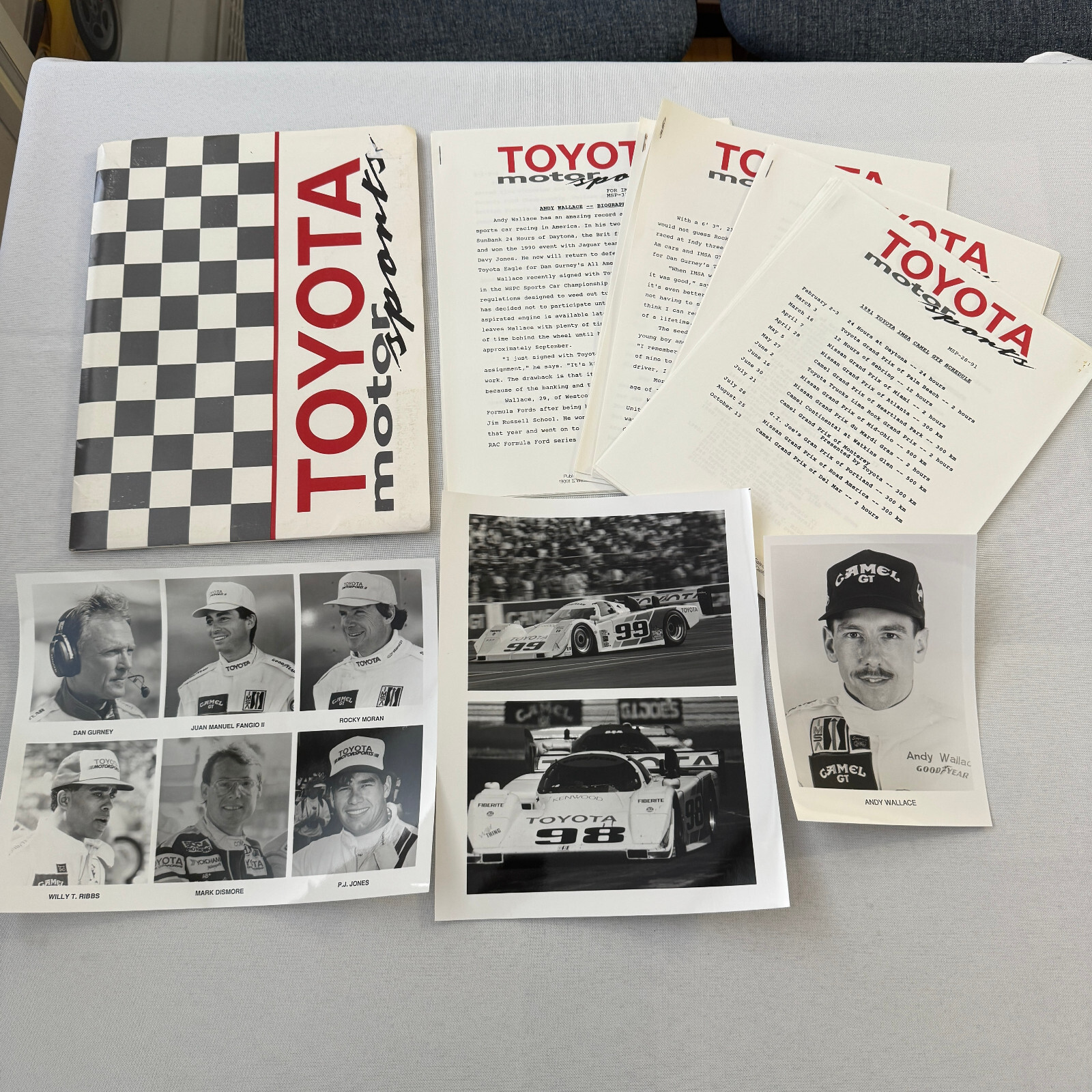 1991 Toyota Motorsport Racing Press Kit Dan Gurney Willy T Ribbs Fangio II