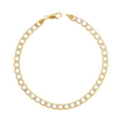 Pre-owned Nuragold 10k Yellow Gold Mens 5.5mm Diamond Cut White Pave Cuban Curb Chain Bracelet 8.5"