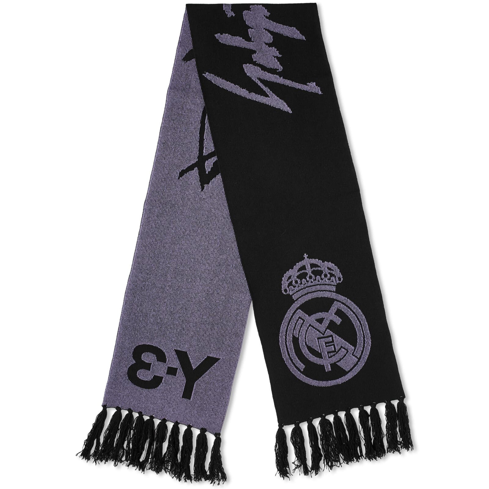 柔らかな質感の Madrid Real adidas Blend Wool Y3 Black Scarf Logo Y-3 アクセサリー