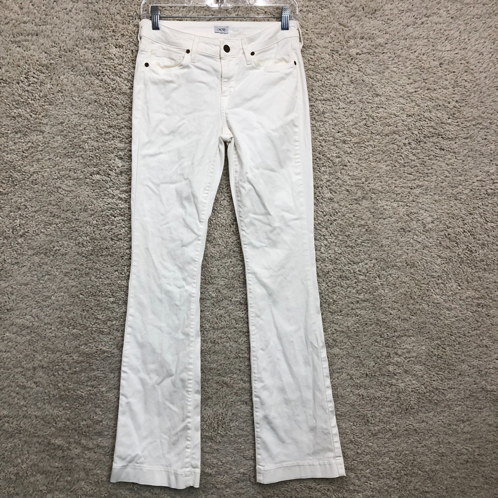 Cache Jeans 2 Womens White Denim Bootcut Mid Rise Stretch Pockets Casual Modern