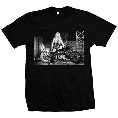 Brigitte Bardot on a Harley - Pre-shrunk, hand screened 100% cotton t-shirt