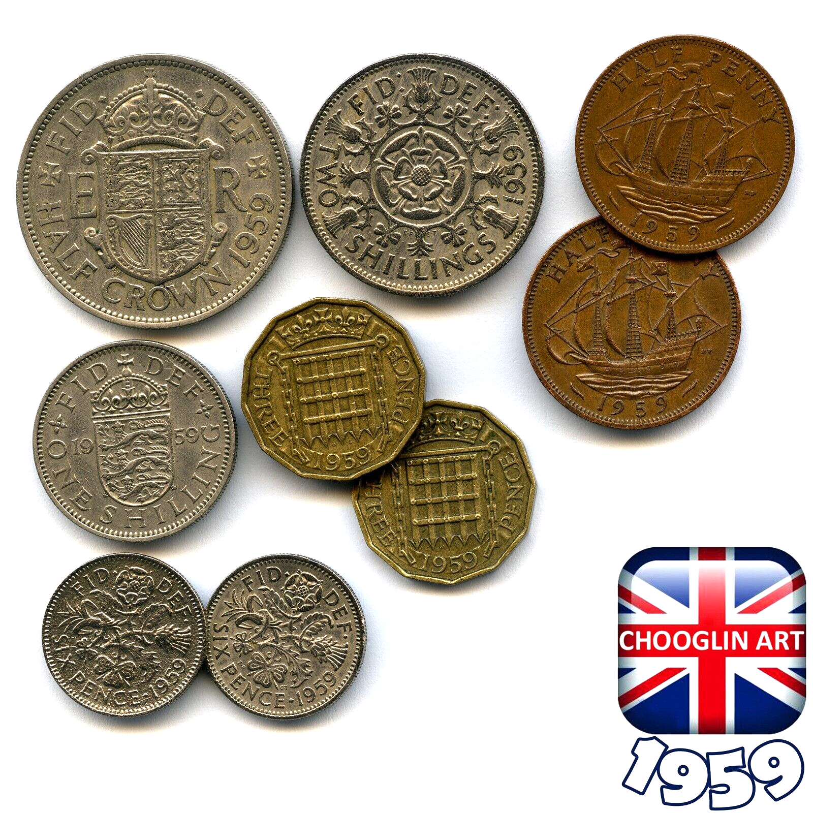 コレクション Sixty Years of Queen Elizabeth II 1959 Old COIN 63 Years Memorial Queen ELIZABETH 2 England