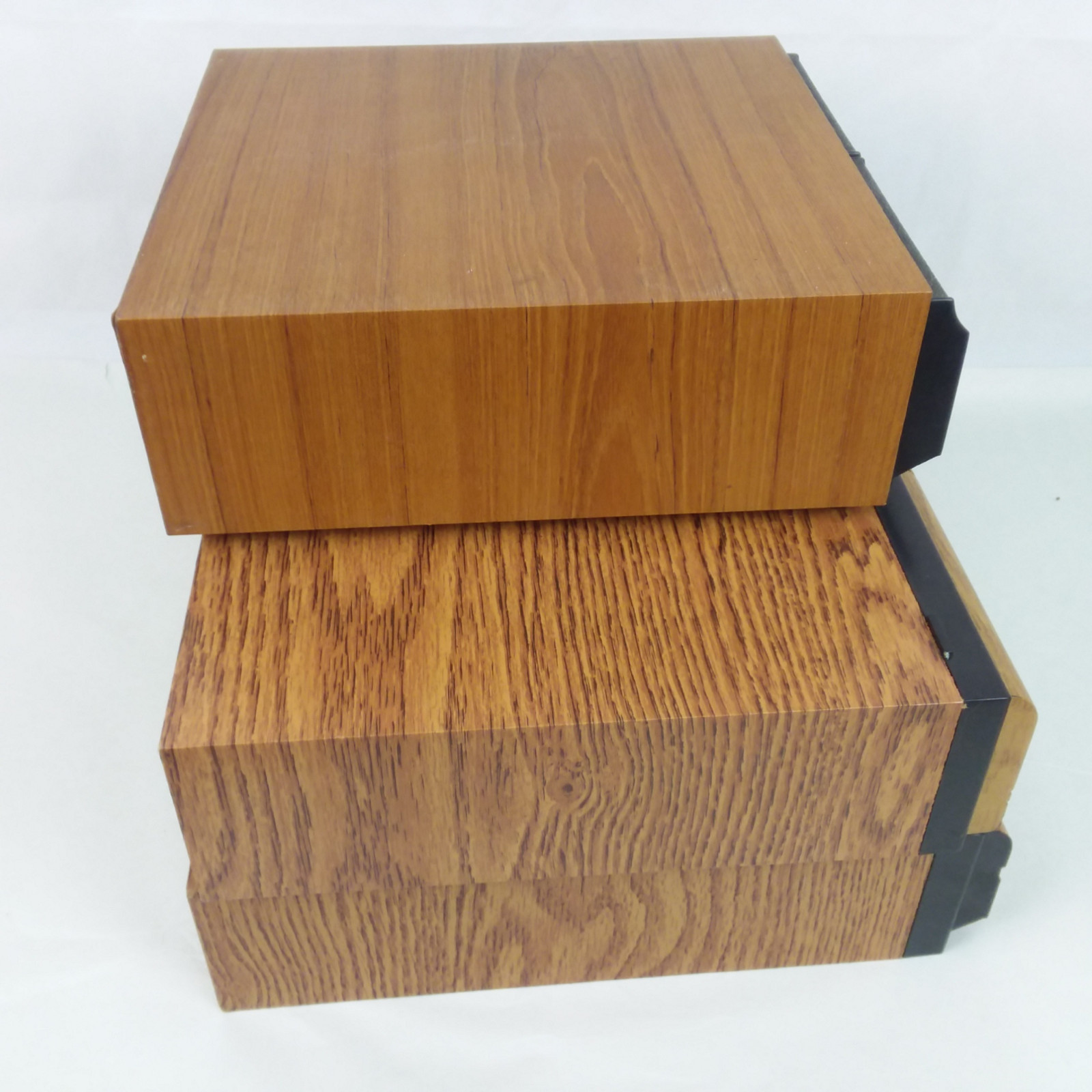 Cassete Tape Wood Grain Storage Drawer Lot of 3
