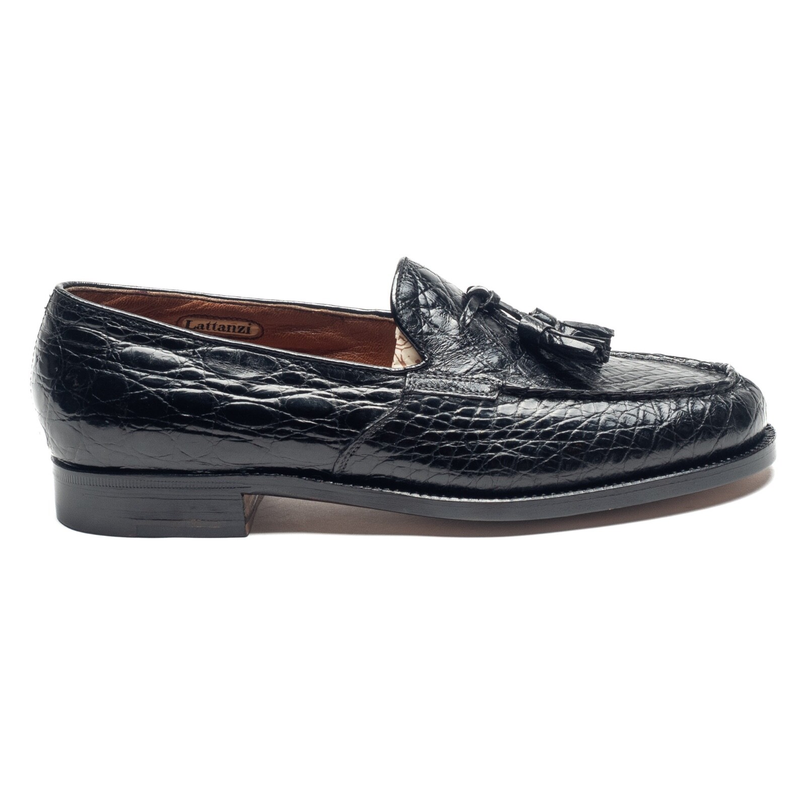Pre-owned Santoni 10k$ Silvano Lattanzi Crocodile Alligator Shoes Uk: 8 Us: 9 Eu: 42 Tassle Black