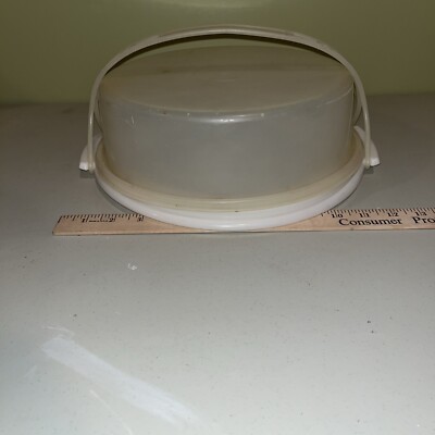 VINTAGE TUPPERWARE 719-1 / 720-1 PIE CAKE CARRIER White w/ Handle NEEDS CLEANED