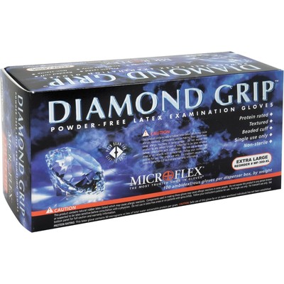 Microflex MF300 Diamond Grip Latex Powder-Free Gloves Heavy Duty Box of 100