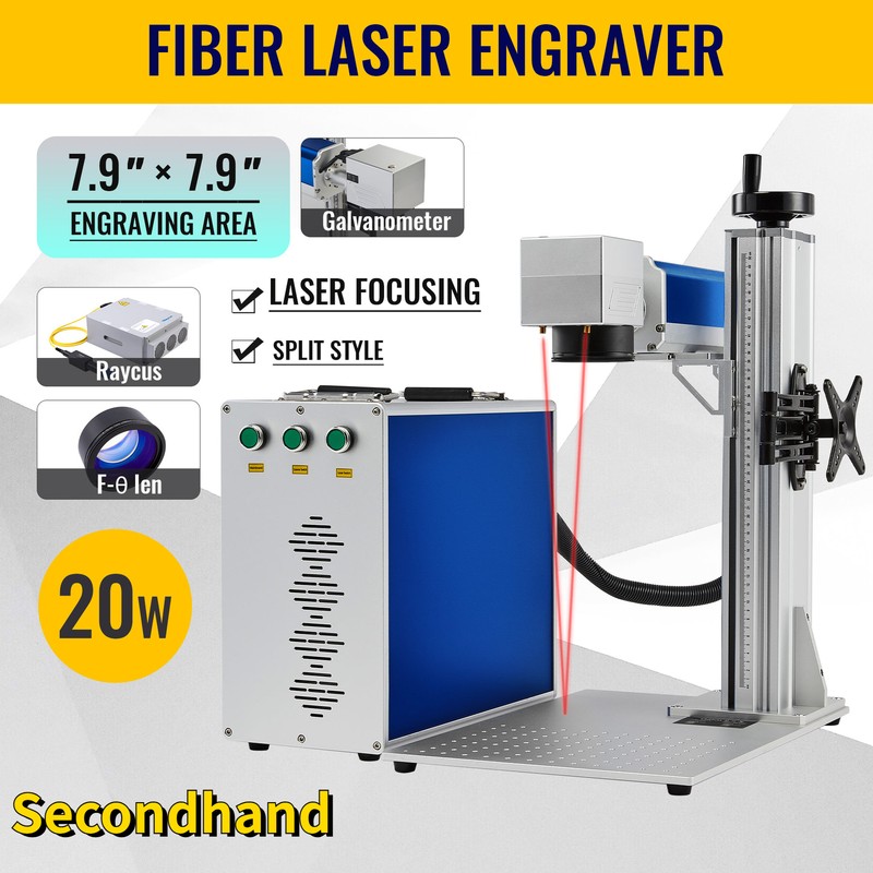 Secondhand OMTech 20W Fiber Laser Marking Machine for Metal 8x8 inch Work Area
