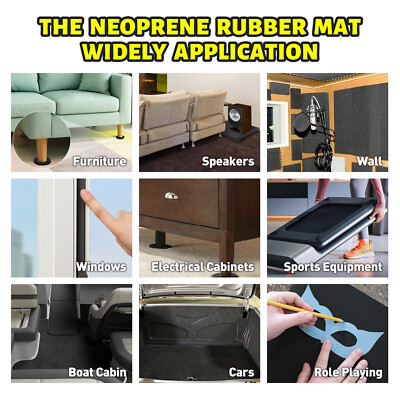 4 Sheets 20MM 12"x8.2" Adhesive Neoprene Rubber Sheet Sponge Foam Pad for Craft