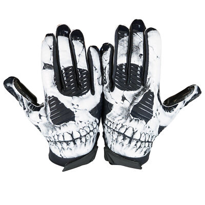 Battle Sports Skull Face Cloaked Adult Football Receiver Gloves Black White