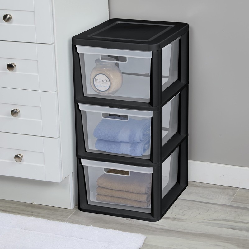 Medium 3 Drawer Tower, Easy to Assemble with Removable Clear P...