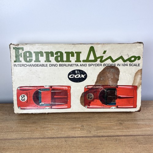 Vtg 1/24 COX Ferrari DINO Spyder Slot Car W/ 2nd Car Frame