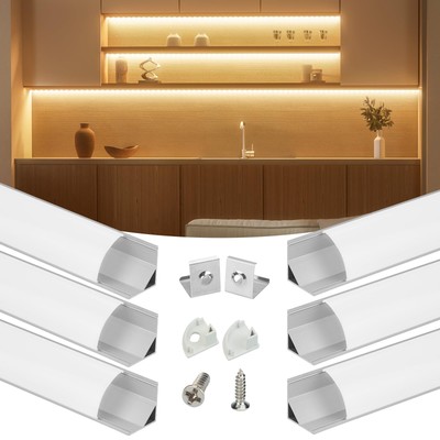 Muzata 6Pack 3.3FT/1M V Shape LED Channel with Milky White Cover Silver Alumi...
