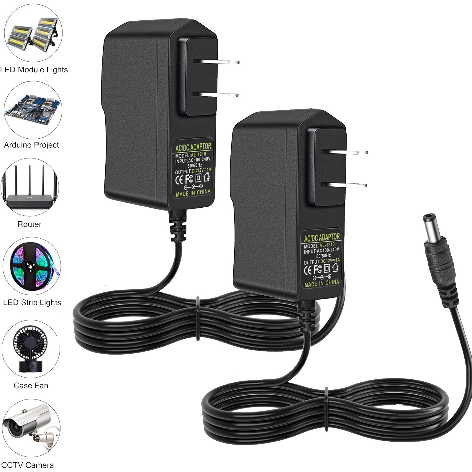 Adattatore Polycom 2 Alimentatori Da Parete 12V 1A - AC/DC Universali, Per CCTV, LED, Polycom, Dispositivi Elettronici 2 Alimentatori Polycom