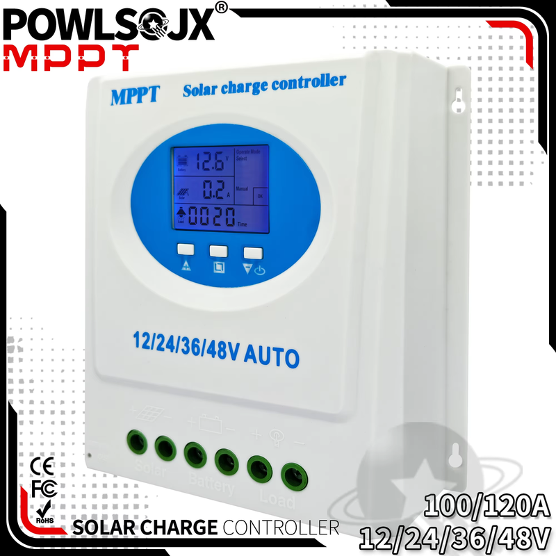 MPPT Solar Controller with Real-Time LCD Monitoring, 7 Modes & Multi-Voltage Sup