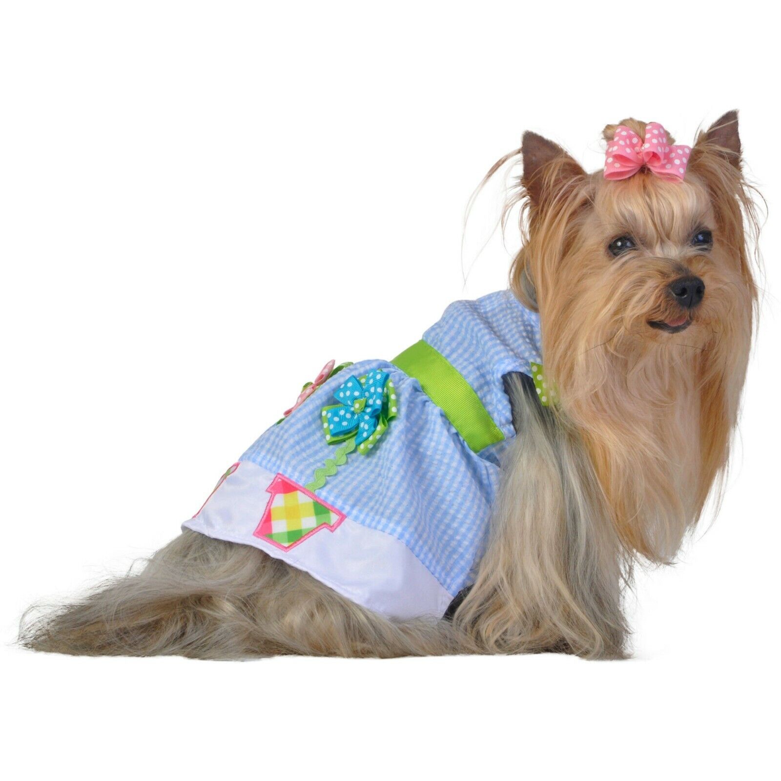 Max's Closet Blue Flower Pot Dog Pet Dress 100% Poly Sundress ...
