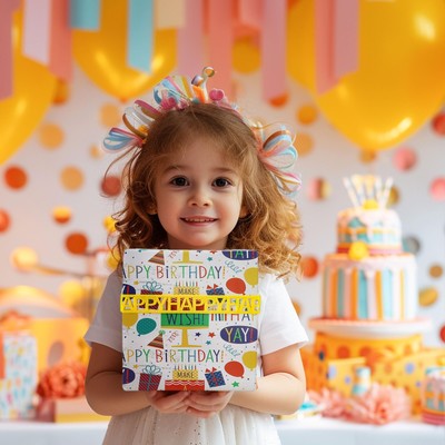 BIOBROWN 14 Pieces Birthday Wrapping Paper Roll Set for Kids 17" x40''4 Sheet...