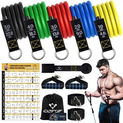 COFOF Resistance Bands Set with Handles, Exercise Bands Stackable up to 150lbs,