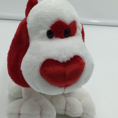 Walmart Red White Puppy Dog Plush Heart Nose Soft Toy Stuffed Animal 7