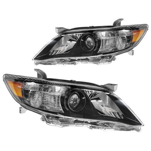 Headlights For 2010 2011 Toyota Camry Black LE SE XLE Headlamps Pair Left+Right