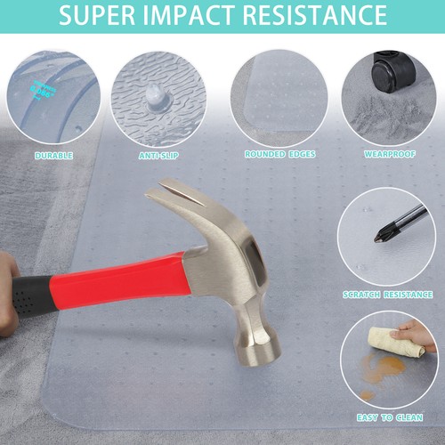 60" PVC Chair Floor Mat Non-slip Texture Desk Solid Floor Protector Carpet