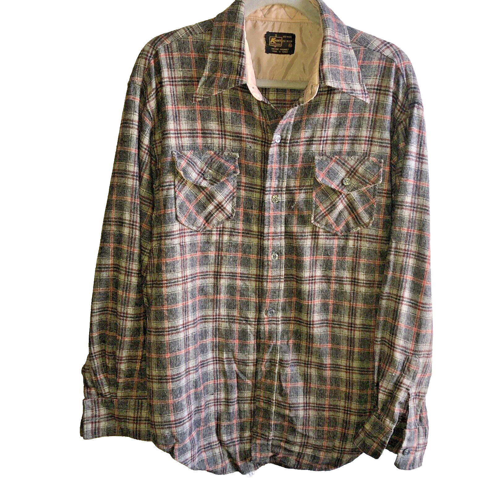 Vtg 70s Kmart Flannel Shirt Mens XL Plaid Wool Blend Made In Vtg 70s Kmart Flannel Shirt Mens XL Plaid Wool Blend Made In