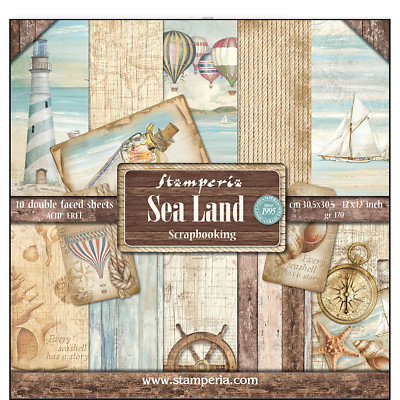 Stamperia  Sea Land  12'' x 12''  Double Sided Paper Pad Summer Scrapbooking