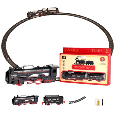 Rechargeable Battery DIY Train Track Set | Retro Train W/ Light Educational Toys