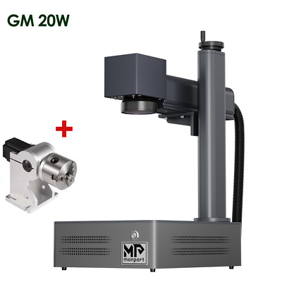 Monport 20W Fiber Laser Engraver Marking Machine Metal Engraving w. Rotary Axis
