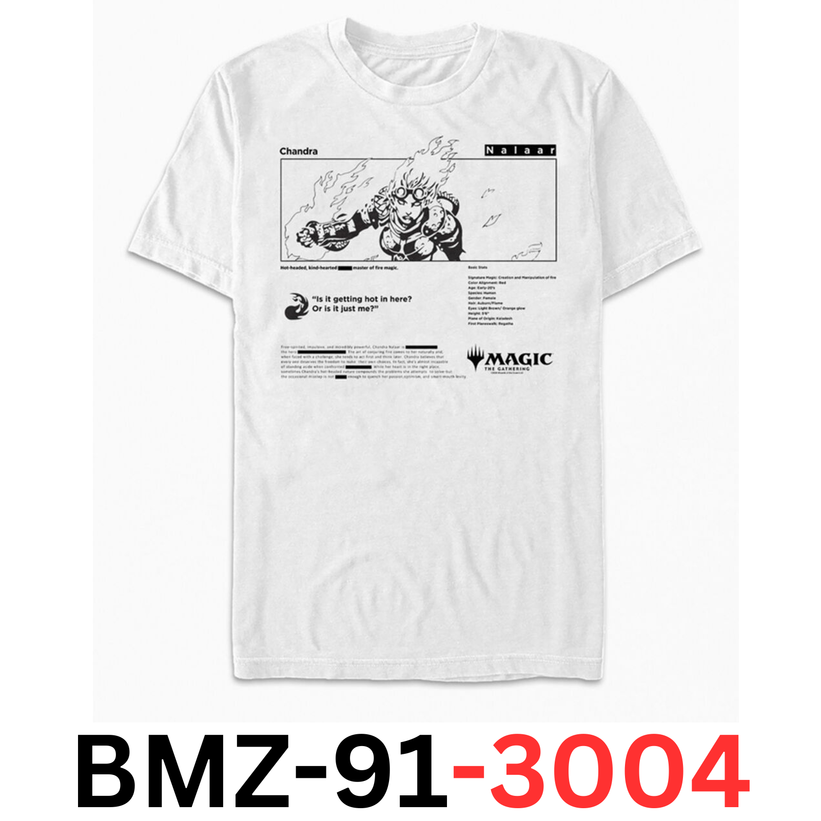 Magic The Gathering Chandra T-Shirt, White, Size XXL