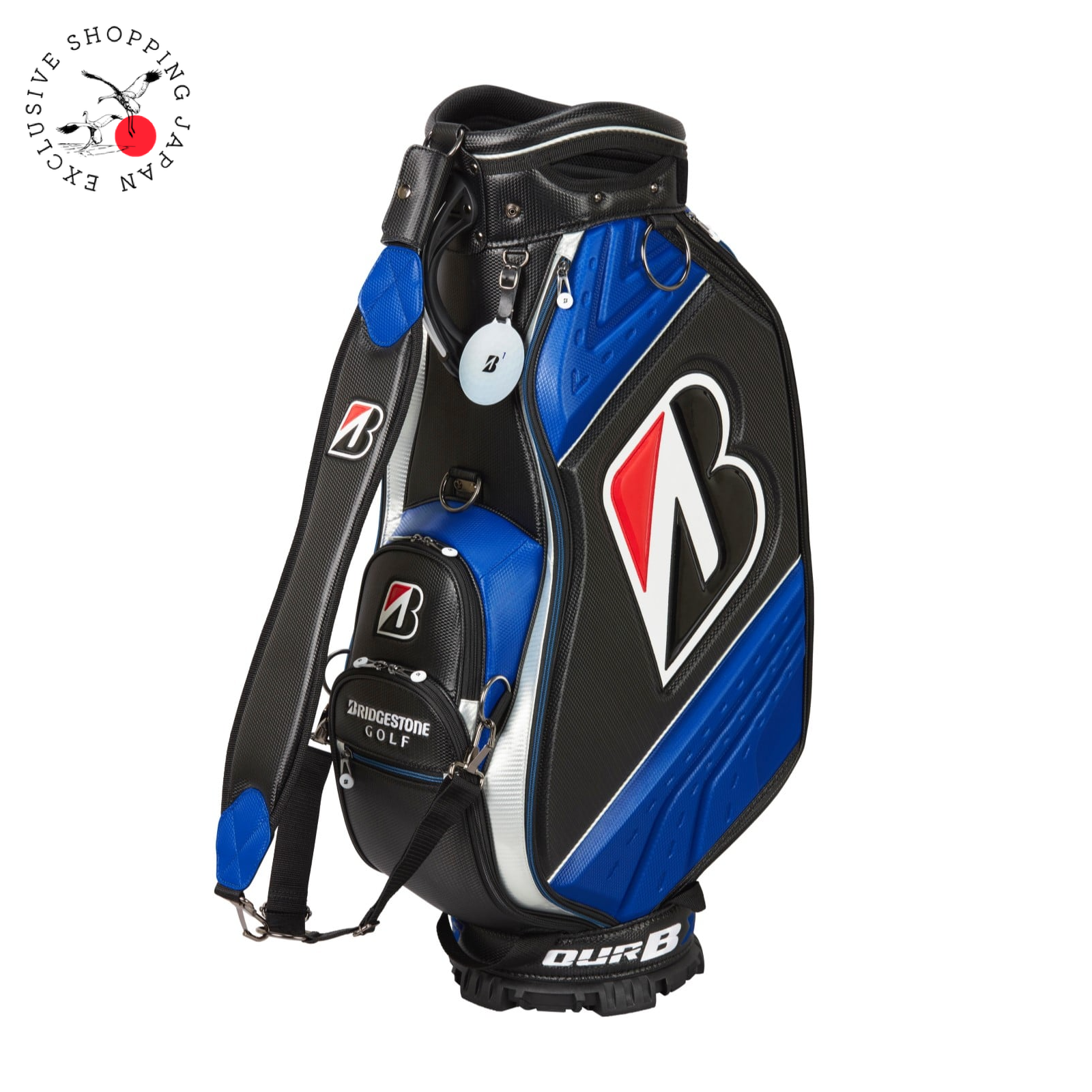 BRIDGESTONE Golf Pro Replica Cart Staff Bag Black Blue 9.5in
