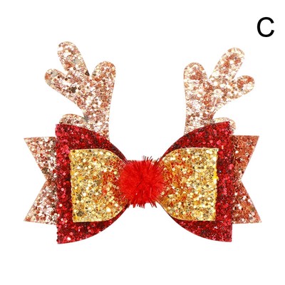 Christmas Barrettes Reindeer Antlers Hair Pins Holiday Gifts