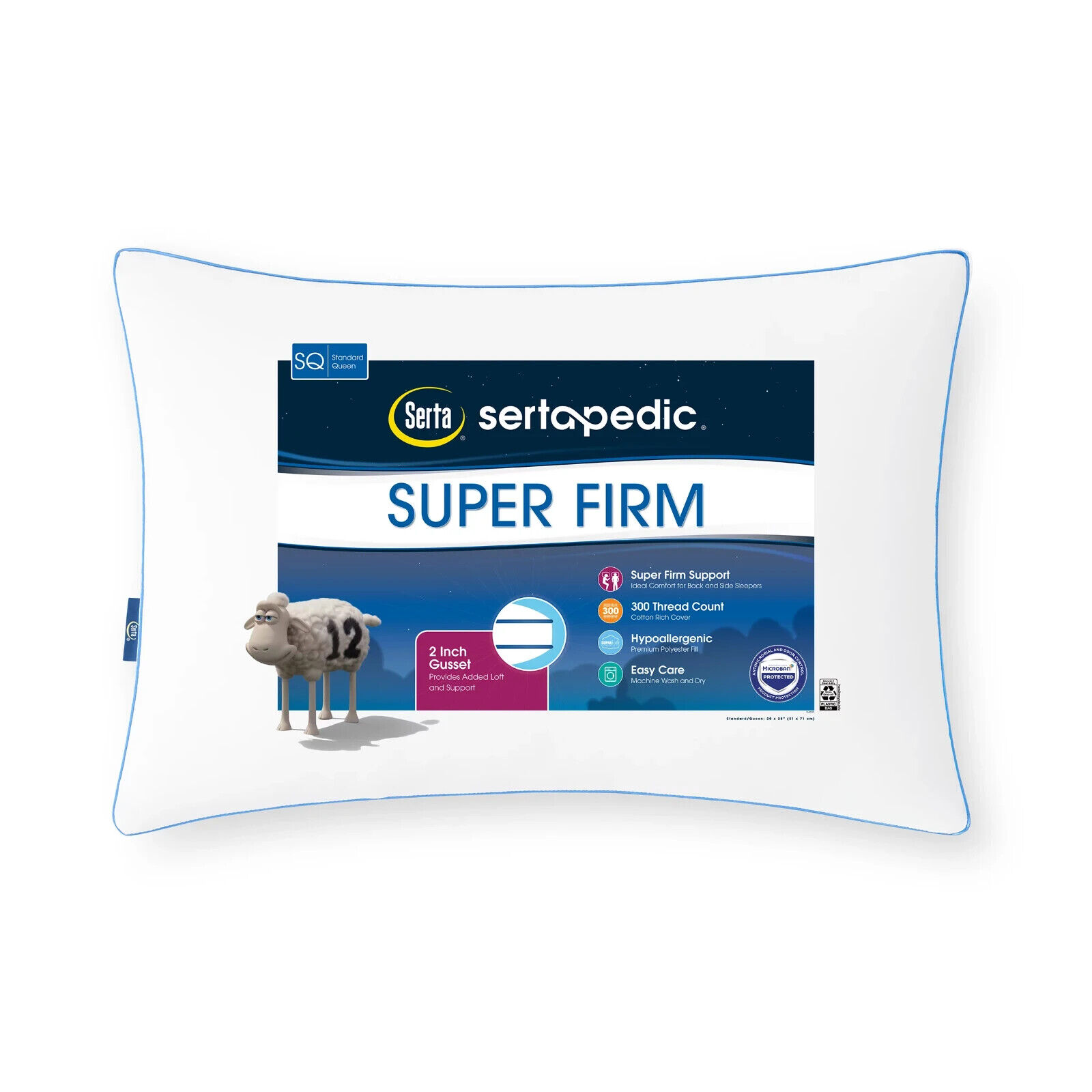 Sertapedic Super Firm Bed Pillow, Standard/Queen Freeship