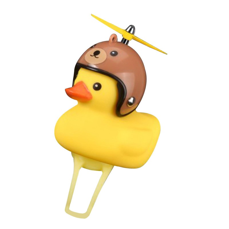 Fashion Rubber Duck Wearing a Helmet Bicycle Bell LED Light Pendant