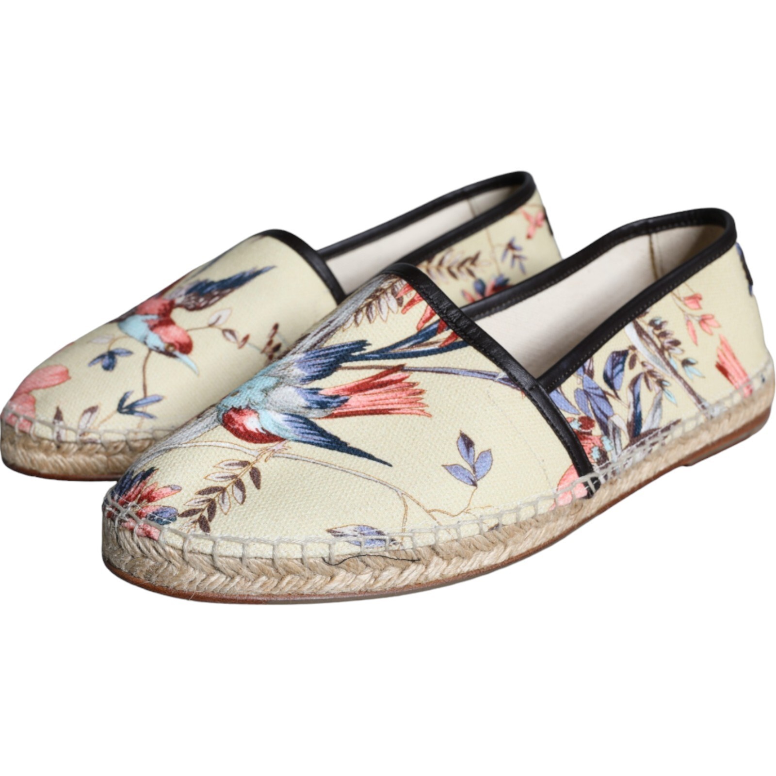 Pre-owned Dolce & Gabbana Shoes Beige Floral Canvas Espadrilles Slip On Eu40 / Us7 470usd