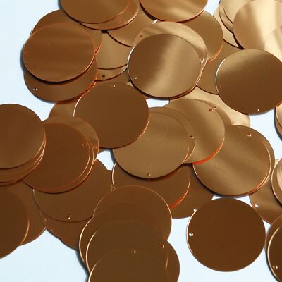 Round Flat Sequin 30mm Orange Fluorescent Shiny Metallic Paillettes Made in USA