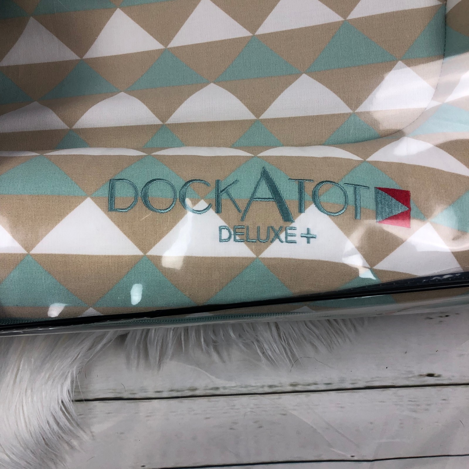 Dockatot Deluxe 0-8 Months Love Triangle New gender neutral $185 blue tan