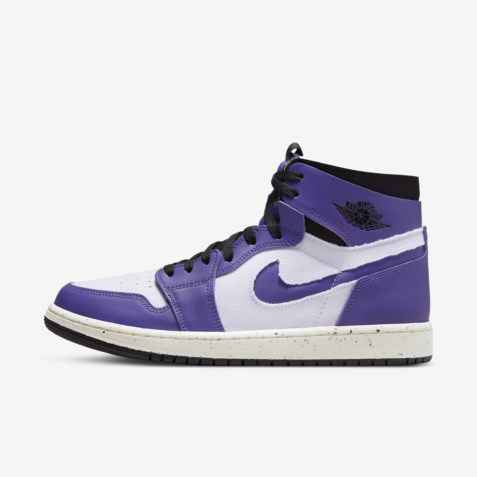 

Кроссовки Nike Air Jordan 1 Zoom Air CMFT Dark Crater Purple CT0978-501, White/crater purple/black, Nike Air Jordan 1