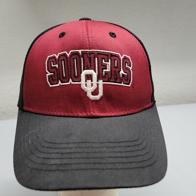 Red Black Baseball Cap Oklahoma University Collage Head Wear