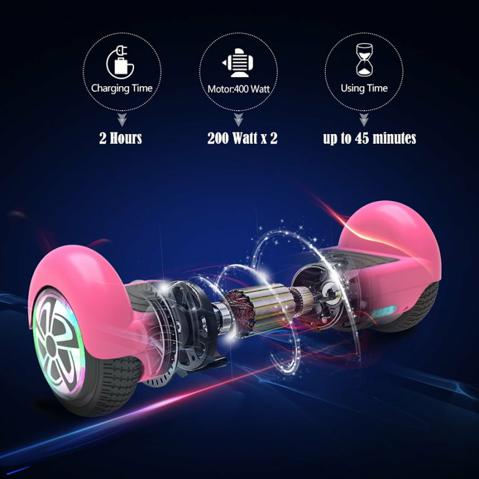 Two-Wheel Balancing Electric Scooter Bluetooth Chrome 6.5