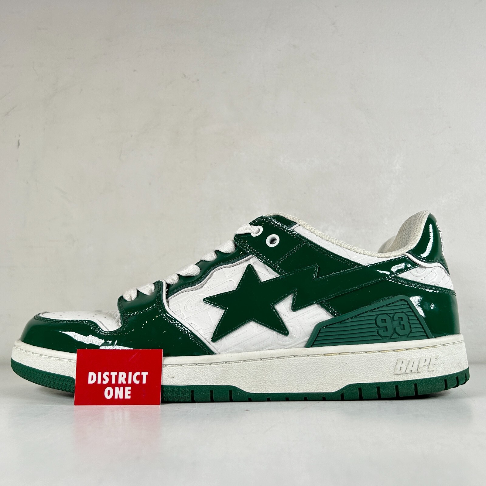 A Bathing Ape Bape SK8 Sta Green White Patent - Size 12