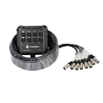 PRORECK 8 Channel XLR Low Profile Splitter Snake Cable Circuit Board - 50 Feet