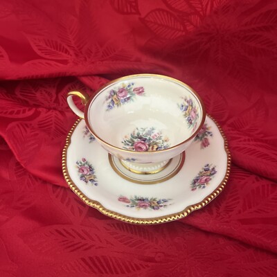 Castleton Rose China. Bouquet. Gold Rimmed Tea Cup & Saucer. Made in the U.S.A.