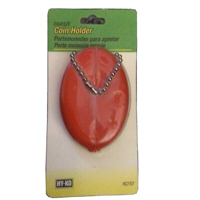 ORANGE SQUEEZE CHANGE COIN HOLDER PURSE RUBBER w/CHAIN KEY RING NEW SEALED