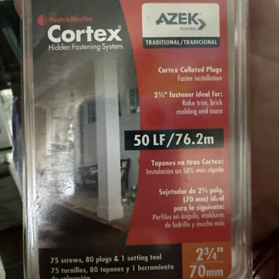 FastenMaster AZEK Cortex 80 Collated White Trim Plugs 50 Lf 2 3/4 Screw TORX
